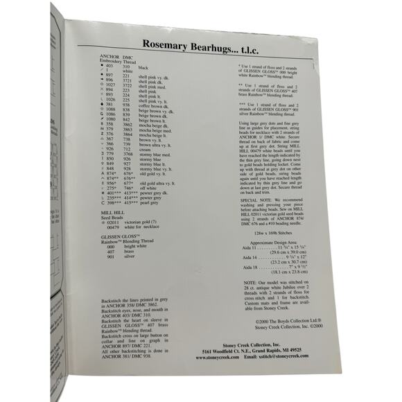 Vintage Boyds Bears Rosemary Bearhugs Cross Stitch Pattern Booklet STONEY CREEK - Picture 2 of 3